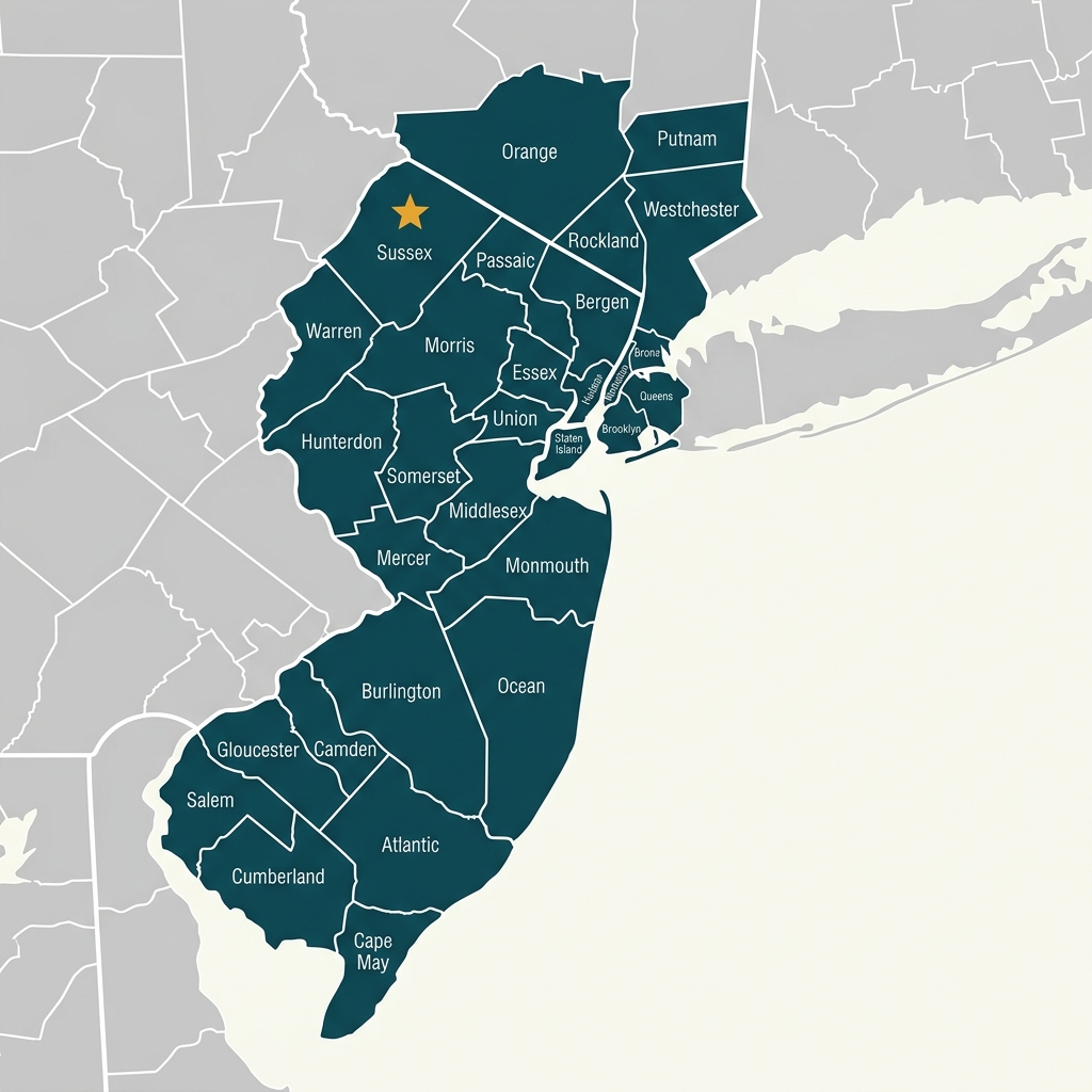 Map of New Jersey and New York service areas